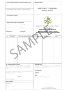 Certificate of origin Malaysia