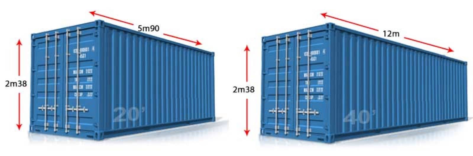 dimensions container 20 40 feet